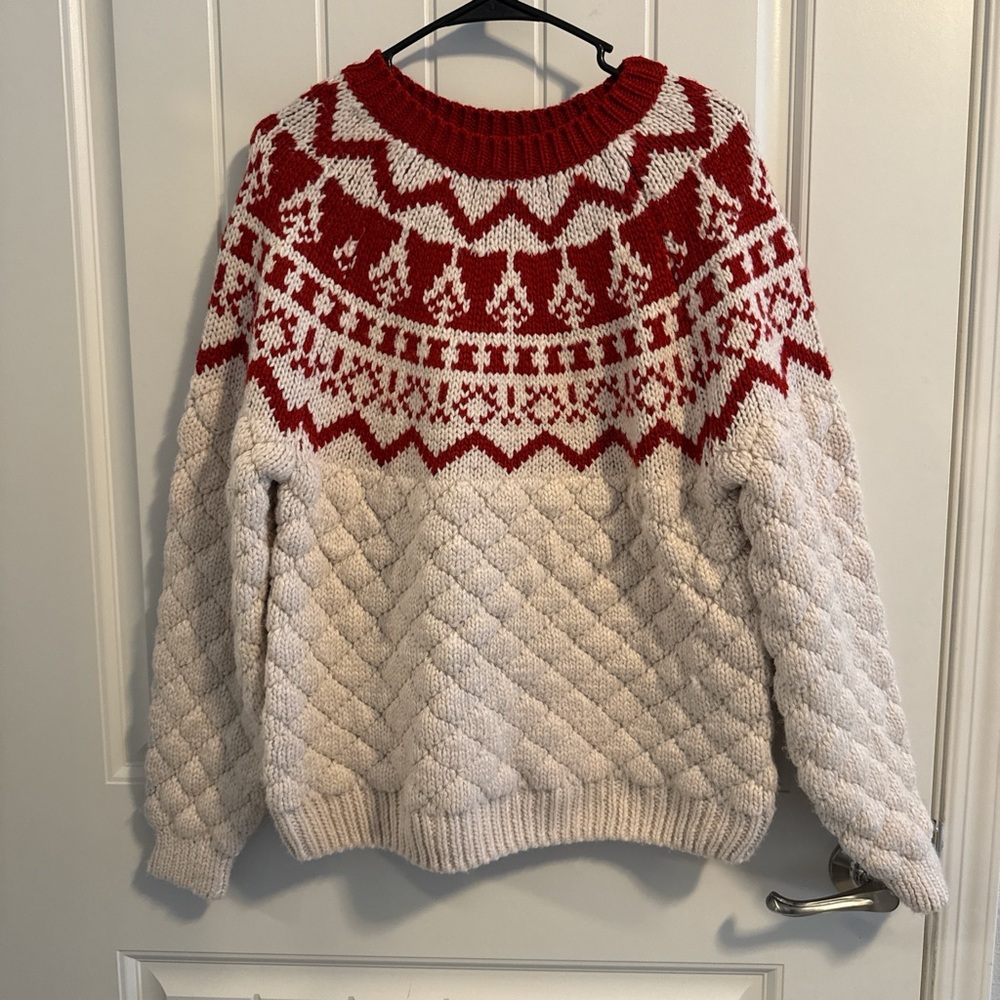 Industry Women’s Red And White Chunky Sweater